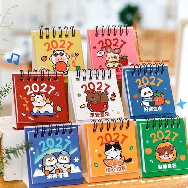 2027 Minimalistisk Stil Månedlig Skrivebordskalender Med Notatblok Til A1