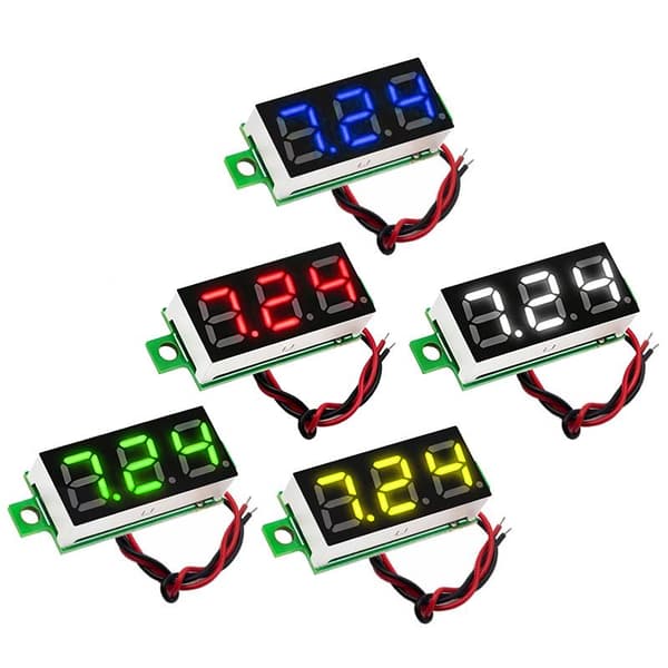 1 stk 0,28 tommer DC LED digitalt voltmeter 5-30V bil mobil strøm Red  adjustment