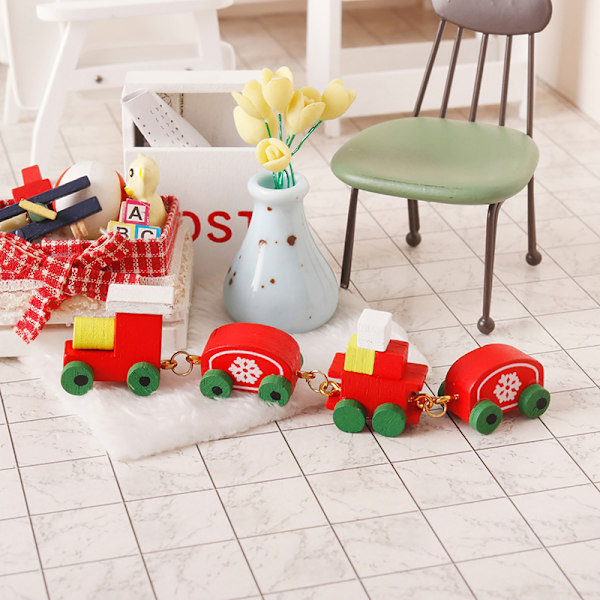 1:12 Dockhus Miniatyr Jul Snowflake Tågvagnar Till Green