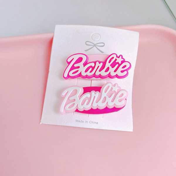 2stk e Barbie Letter Hårklemmer Y2k Rosa Hårnål Bang Clip Hår A7