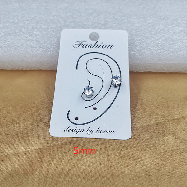 Crystal Magnetic Ear Stud Øreringe Zircon Magnet Øreringe 1pair 5mm