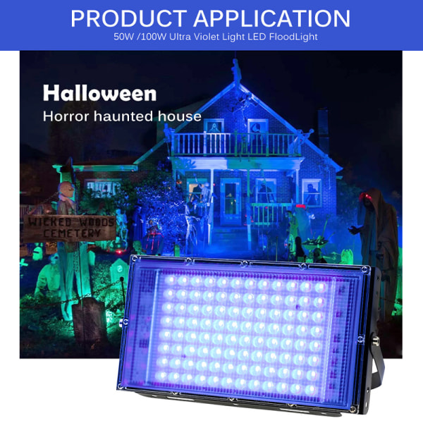 LED UV Stage Blacklight Ultraviolet Flood Effect Light 100W - No Plug