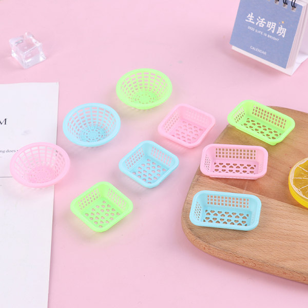 3 kpl / set 1:12 nukkekodin minipesu vihannesten hedelmäkorit D Pink