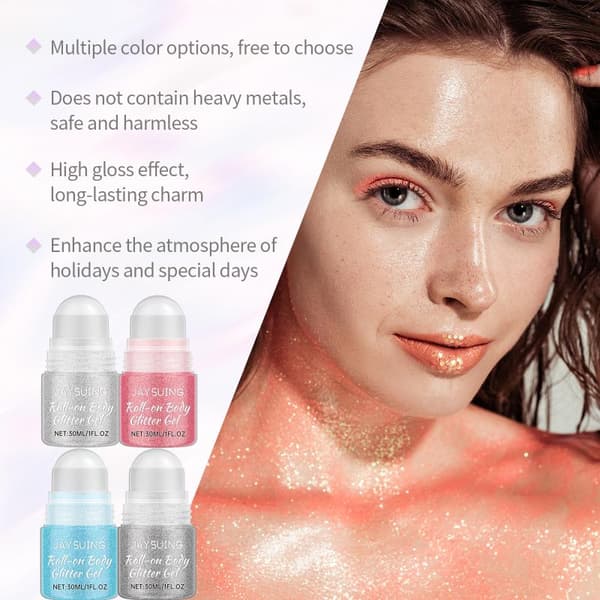Jaysuing Glitter Roller Stick Series Langvarig Skinnende Naturlig Silver gray