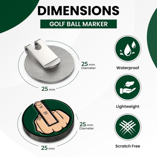 Morsom langfinger Golfball Marker Gaver Metal Flyttbar Golf B