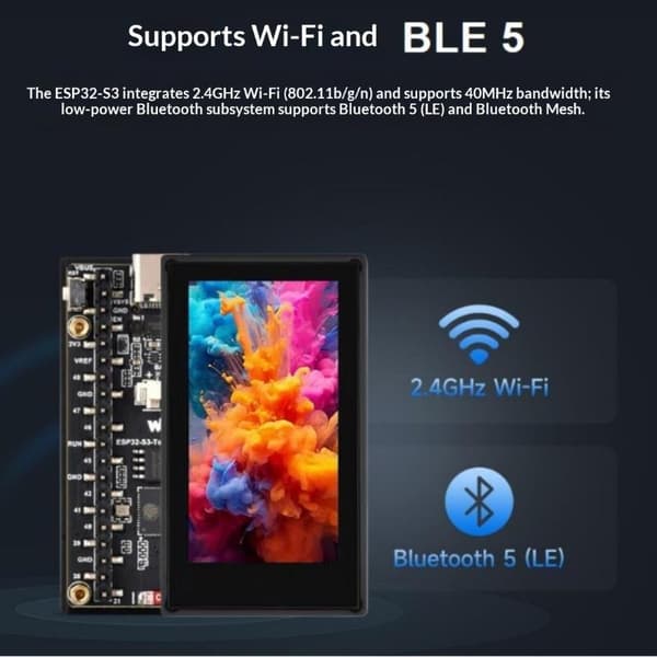 1 stk. ESP32-S3 1,9 tommer LCD 170×320 IPS Touch Display Modul 262K Touch LCD