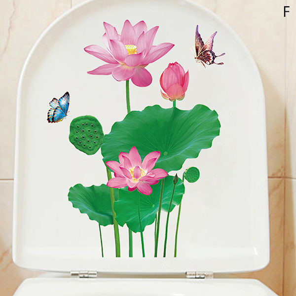 WC Stickers Toalett Blommigt Wall Sticker För Badrum Toalettlock F