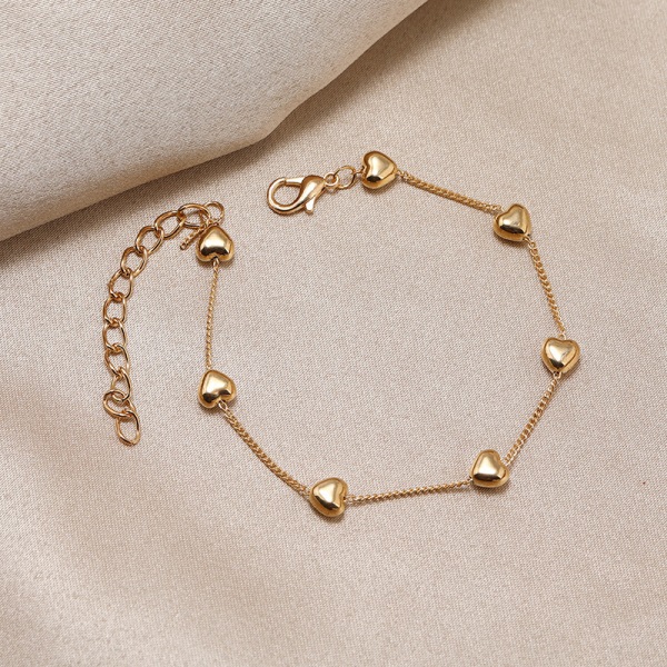 Enkelt hjärtformat guldlegerat armband för modesmycken för kvinnor B
