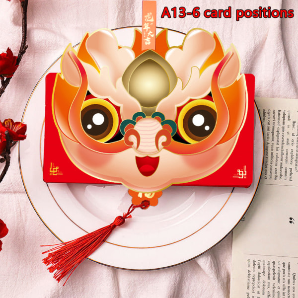 6 Slots Red Envelope uudenvuodenkoristeet Dragon Year HongBao E A13