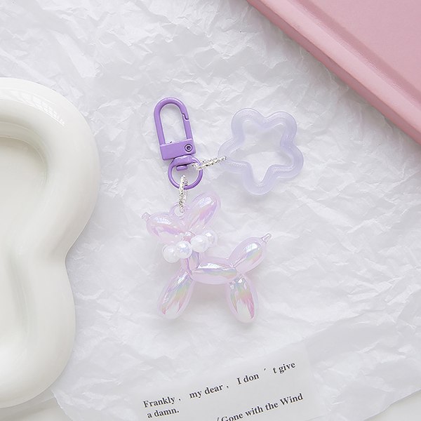 Candy Color Luminous Balloon Dog Star Pearl nøkkelring og Animal A Purple