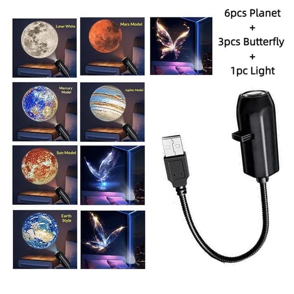 LED USB Projektorlampa 6/9st Projektionsmönster - Planet Butt A1