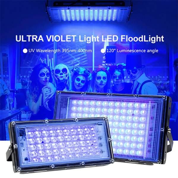 LED UV Stage Blacklight Ultrafiolett flomeffektlys 50W - With EU Plug