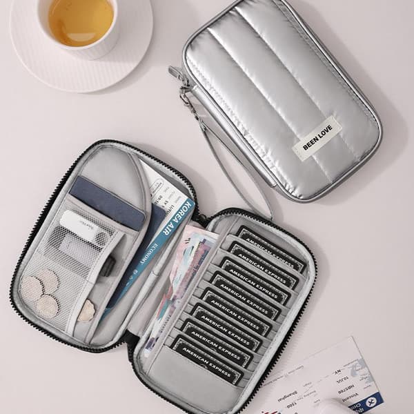 Organizer Reiseutstyr Deksel Dokumentveske Kortholder Tra Silver