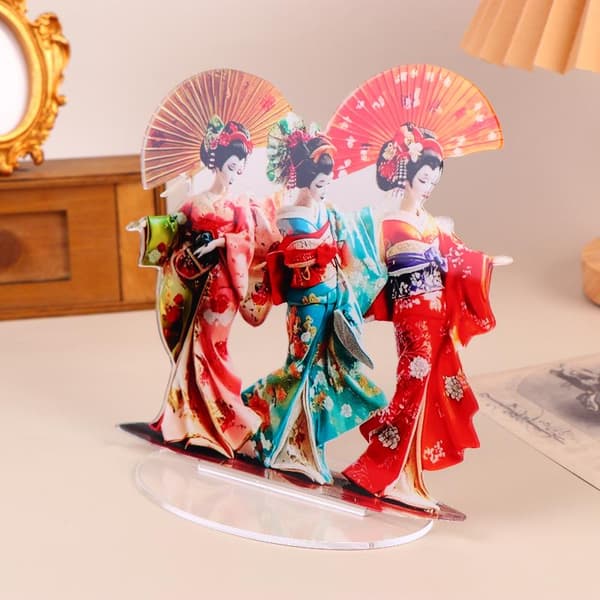 Tradisjonell Geisha Lett Akrylstatue Kontorpynt