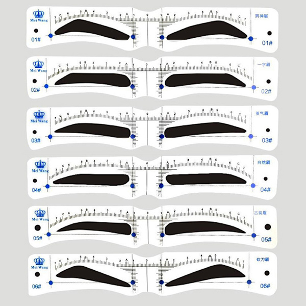 12 stk Styles Øyenbryn Shaping Stencils Grooming Shaper Mal