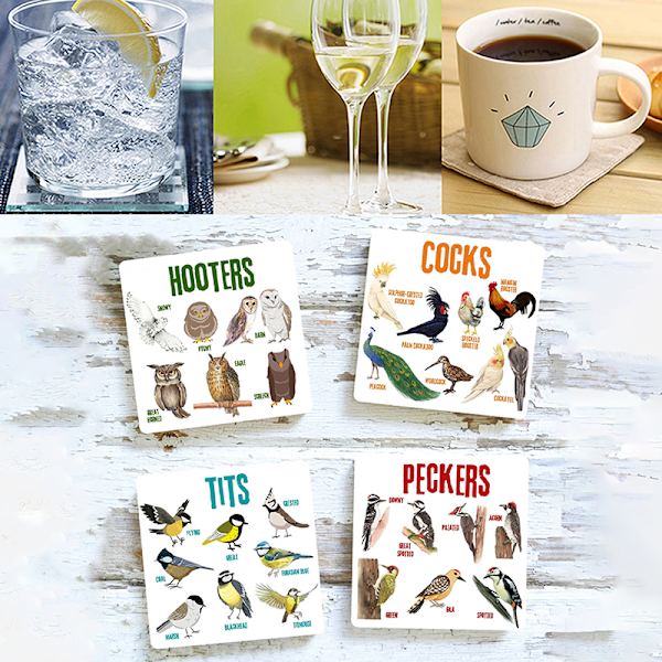 Bird Coasters Funny Bird Pun Coasters Ympäristöystävällinen imukykyinen De