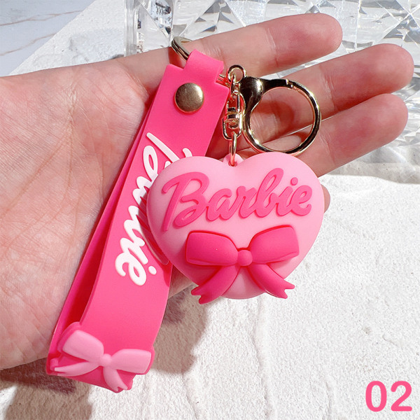 Barbie-avaimenperä Sarjakuva Barbie-nukke Bowknot Heart Rose Red Back 2