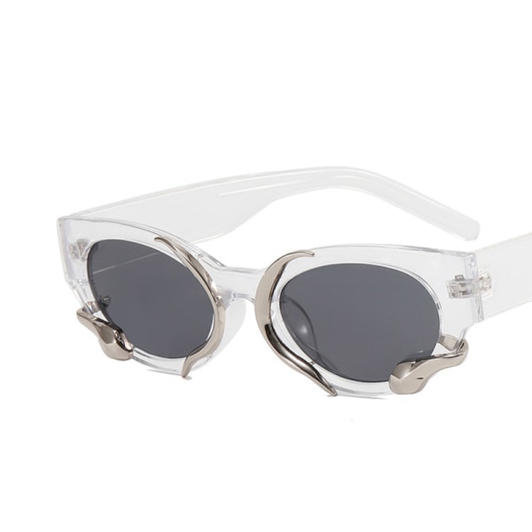 Nye solbriller med slanger Mode Vintage ovale kvinder nuancer Ey White