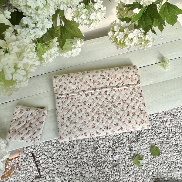 Flower Pattern e Laptop Sleeve Case Bag 11 13 14 Inch För bok Pink small