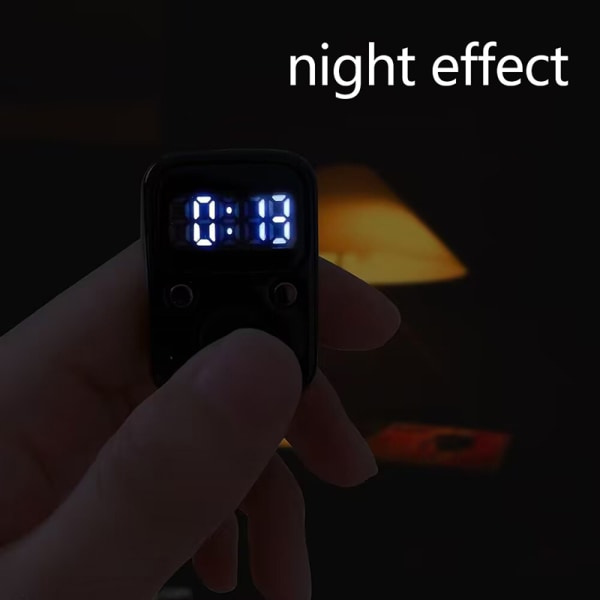 Finger Counter Luminous Finger Ring Elektrisk Digital Display Ta Black