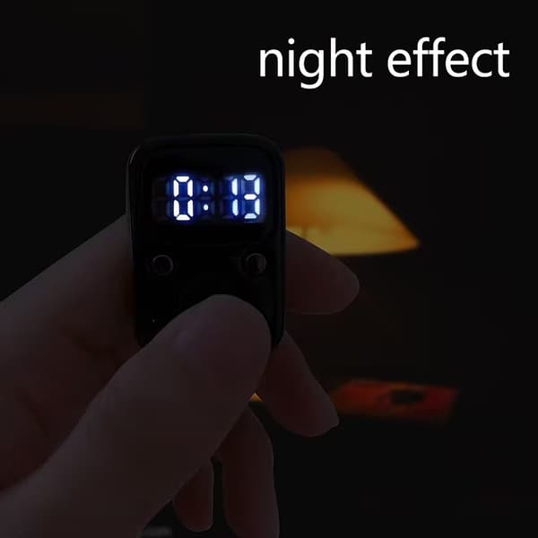 Finger Counter Luminous Finger Ring Elektrisk Digital Display Ta Silver