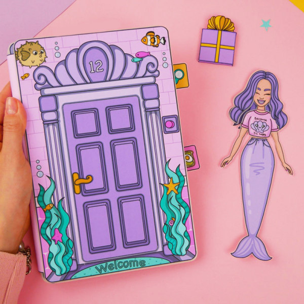 Mermaid Dress UP Sticker Books Girls Quiet Book Handgjord DIY Ed