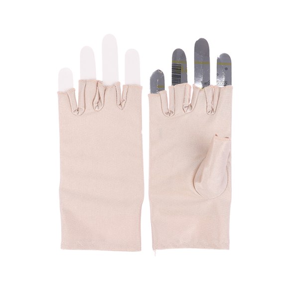 1Pairs Anti UV Gloves UV Shield Glove Fingerless Manicure Nail Nude