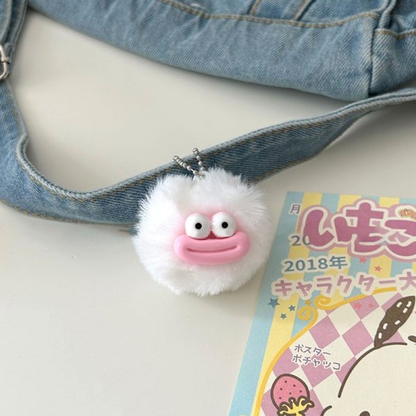 Sarjakuva Sausage Mouth Hair Ball Avaimenperä Puhelin Riipus Key Rin White