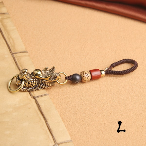 S/L Messing Dragon Head Bodhi Rope Pendant Key Backpack Decorati Rope S