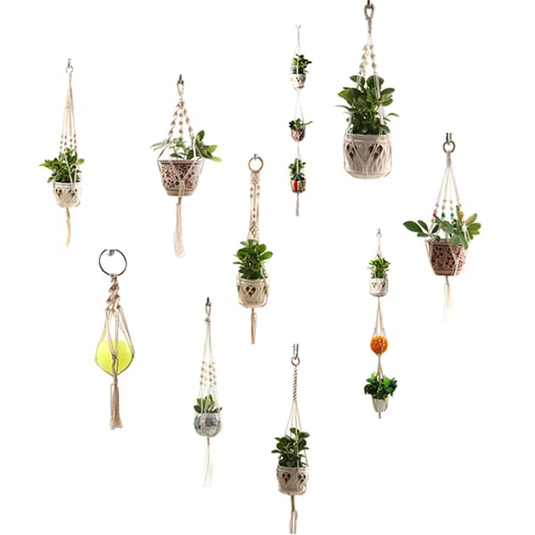 Grydeholder rame Hanger Hanging er Basket Jute Braided Rope Cra B