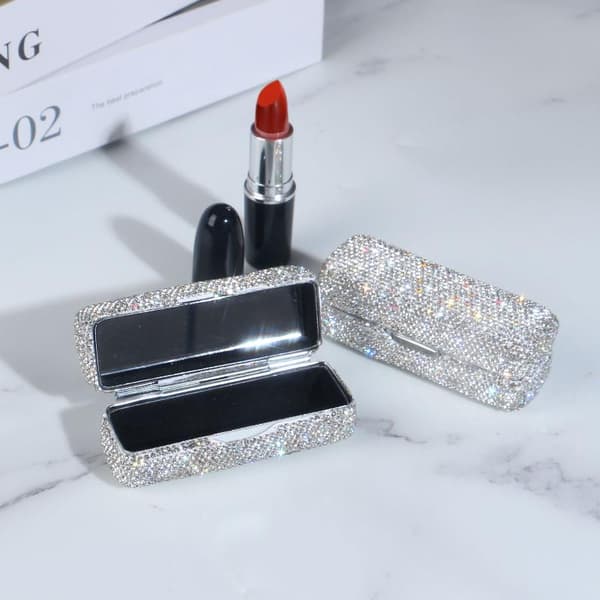 Lyxigt glänsande strass läppstiftsfodral Mode utsökt läppstift Pink