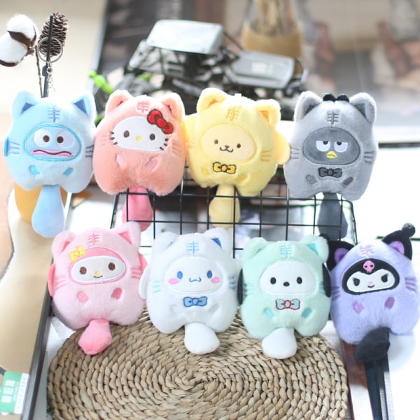 Sanrio Kuromi Plysj Animal Keychain Little Tiger Kuromi Melody Blue 10cm