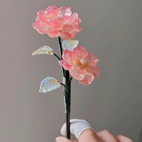 1 stk. udsøgte glashåraccessories Etnisk stil hårnåle Anci Pink