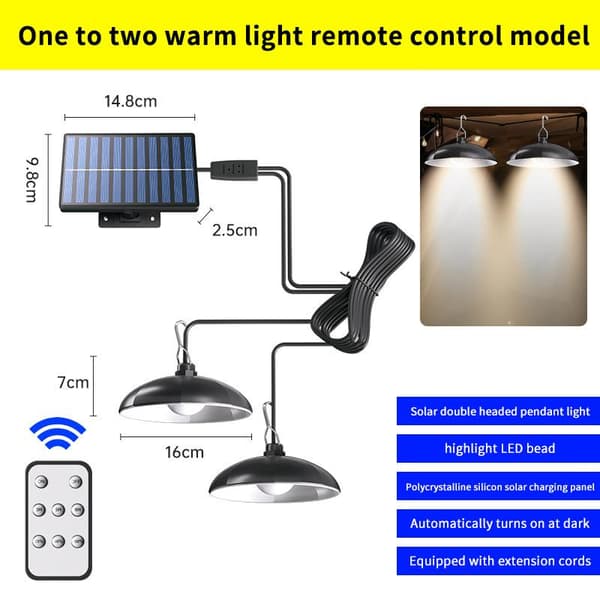 Retrosolcellelampe med to lysfarger, 1 eller 2 pærer, 3 lysmoduser White One light