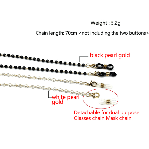 Mote Dame Solbriller Chain Pearl Chain Drop Resistant Glass A