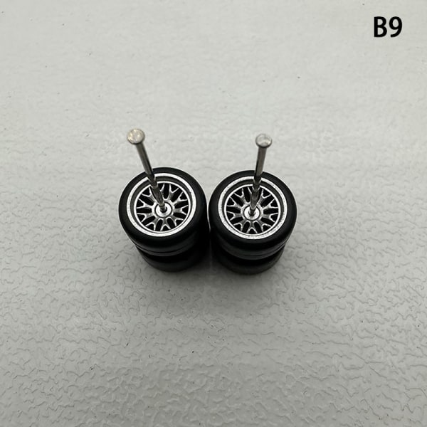1 Set 1/64 modellbilhjul med gummidäck Modifierade delar Ve B9 fork Silver