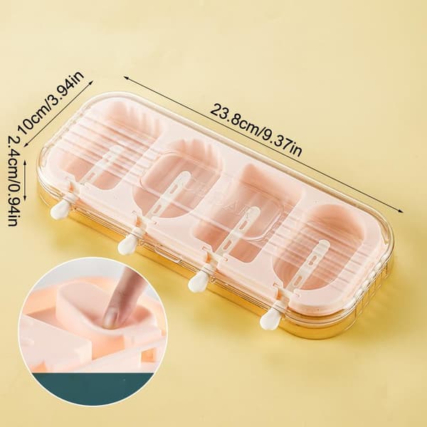 Store Popsicle Silikonformer 4 Hulrom Oval Hjemmelaget Iskrem 1