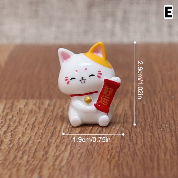 1 st nyår tecknad Lucky Cat Micro Landscape Resin Cat Micr E