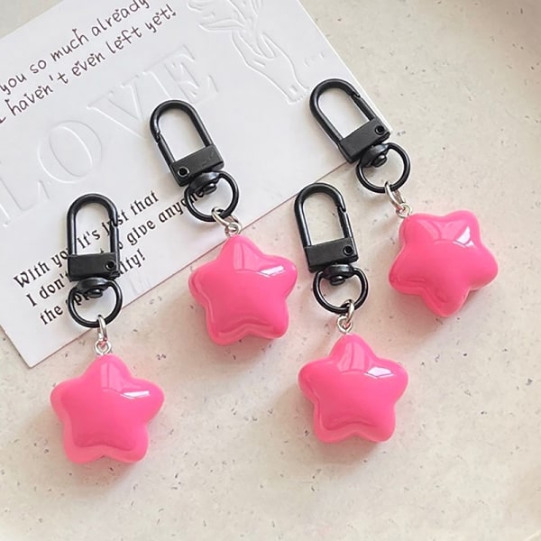Rose Red Fat Star avaimenperän pidike Glitter riipus Värikäs avain