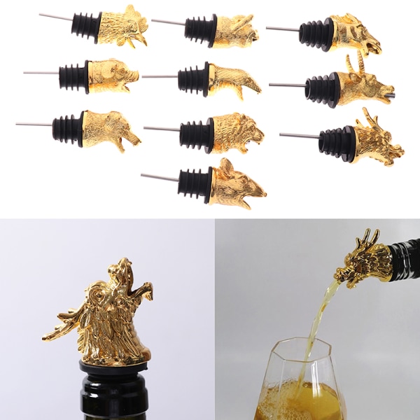 1st Zinklegering Djur Head Wine Pourer Vinflaska proppar Wi A10