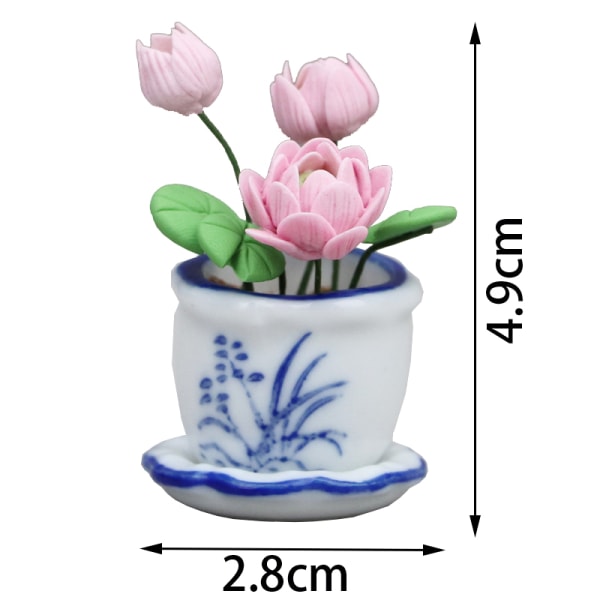 1:12 Mini keramikkruka Rosa Lotus DIY Handgjorda dockhus Small P