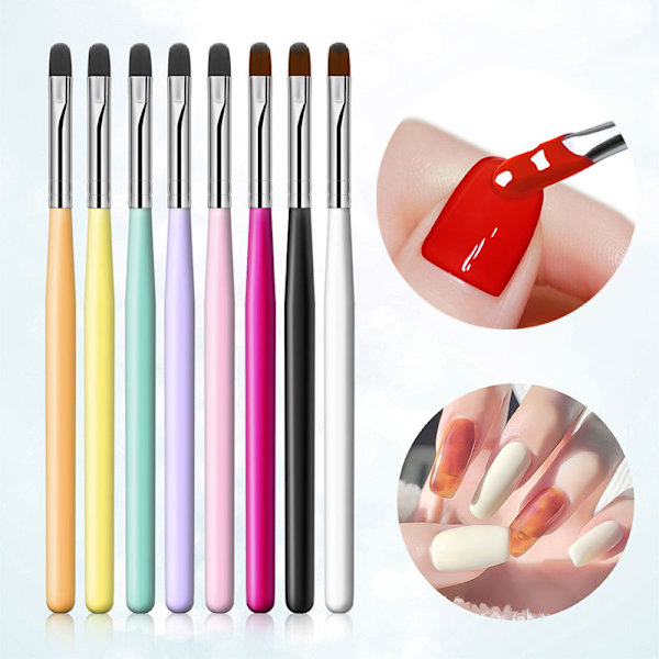 Nail Art Handle Brush UV Gel Gradient Borste för manikyr Nail P Yellow
