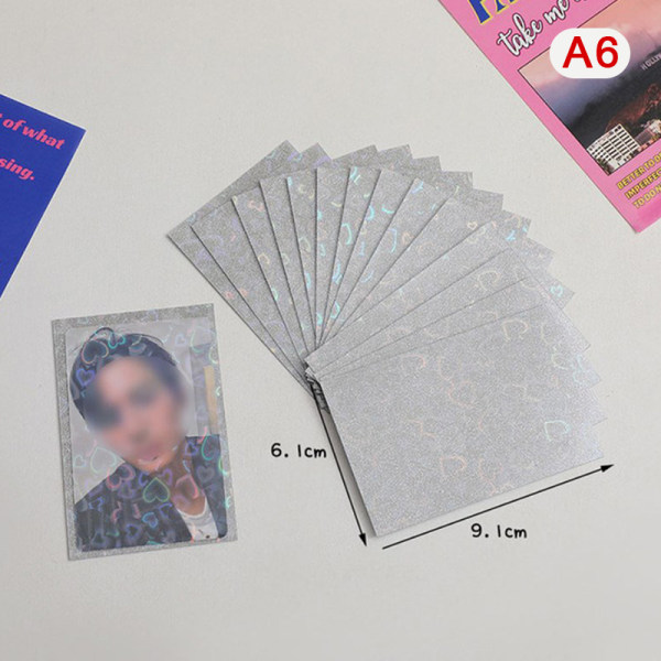 50 stk Kpop Card Sleeves 61x91mm 20C Hjerte Bling Holder For Holo Silver