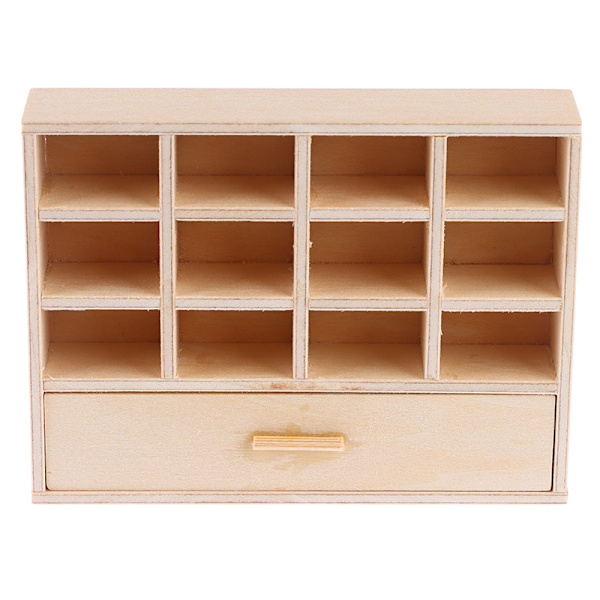 1:12 Dukkehus Miniature Bogreol Opbevaring Hylde Skuffeskab