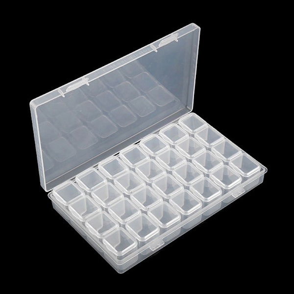 Multifunction Organizer Case 28 Grid Plast Storage Box Jewelr Transparent