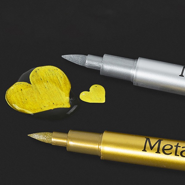 Brush Metallic Marker Pens Kulta hopea Pysyvät tussit Ar A
