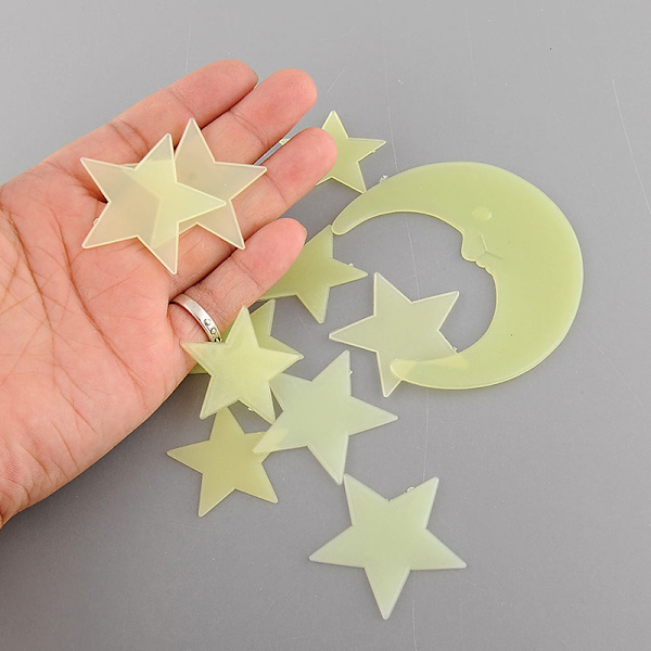 Tecknad Moon Star Noctilucent Glow In The Dark Plastvägg Sti