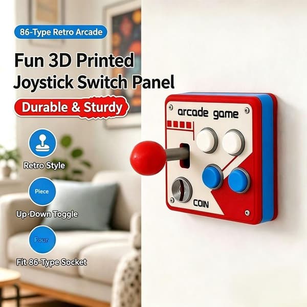 Retro Spillekonsol Joystick Switch 3D Printet Panelstik Con A2