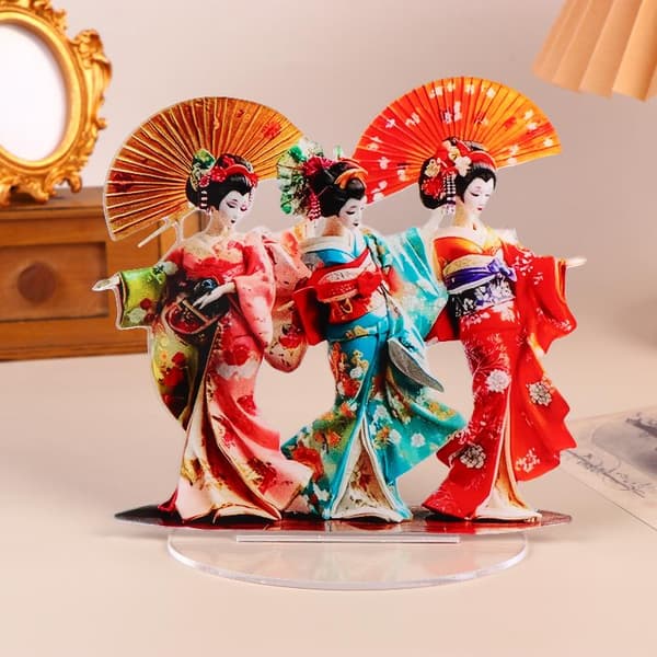 Traditionel Geisha Letvægts Akryl Statue Kontorpynt