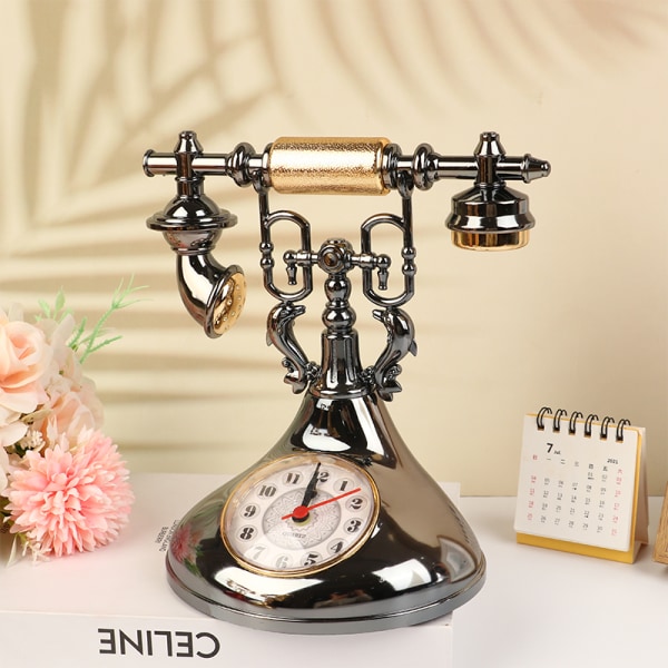 Retro telefonmodell Väckarklocka Creative Timekeeper Desktop T Red
